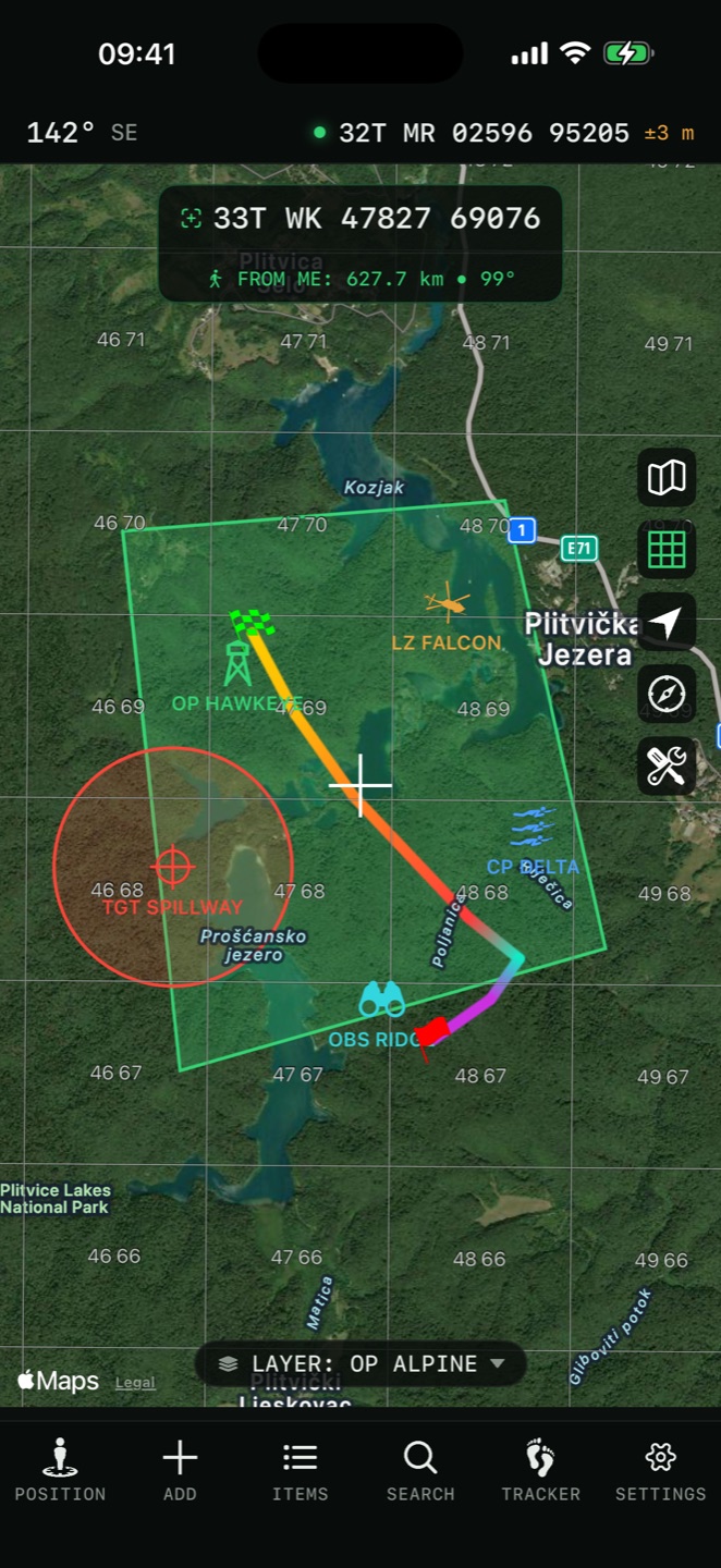 Polygons, circles and routes drawn on the map