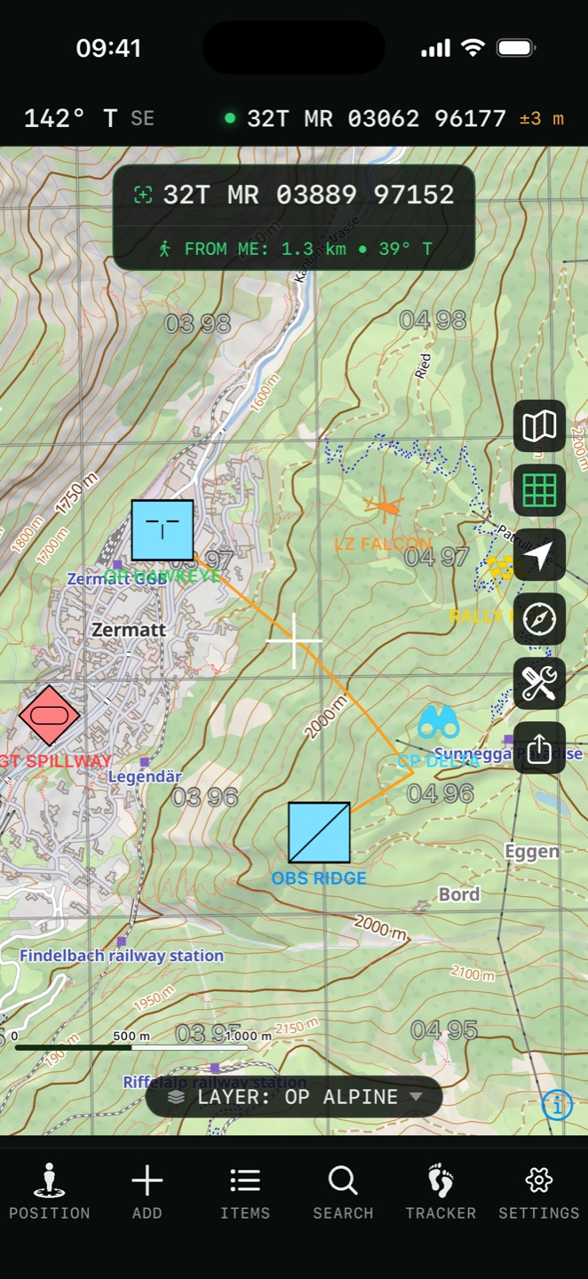 The Carto topo base map with live contour lines and hillshading